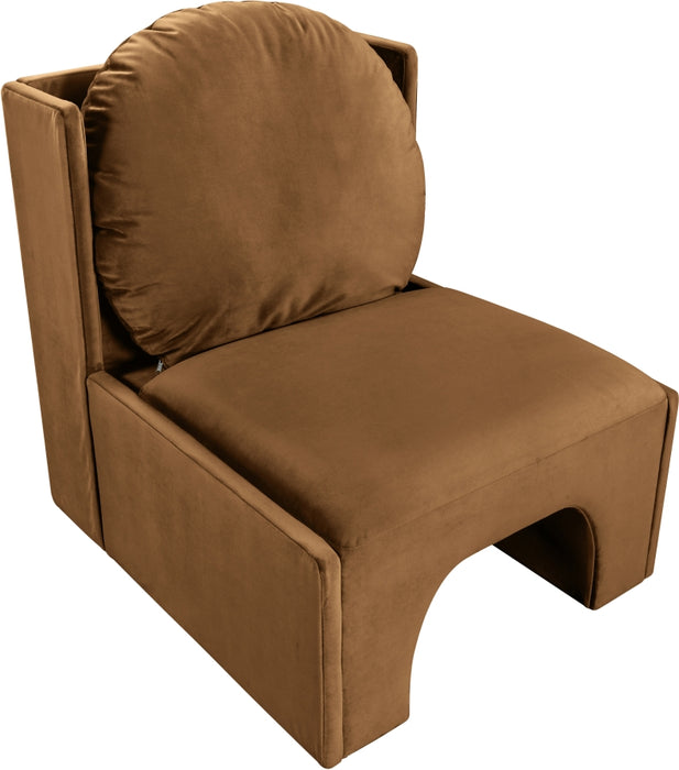 Meridian Furniture - Sigma Velvet Upholstered Accent Chair - 33031Saddle - GreatFurnitureDeal