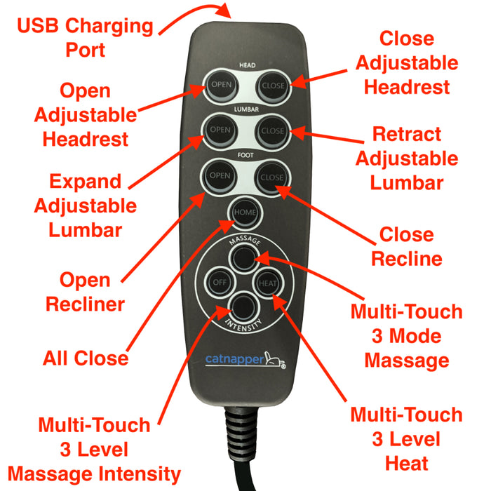 Catnapper - Sterling Power Headrest w-Lumbar Power Lay Flat Recliner w-Dual Heat & Massage in Chocolate - 764788-7-CHOCOLATE - GreatFurnitureDeal