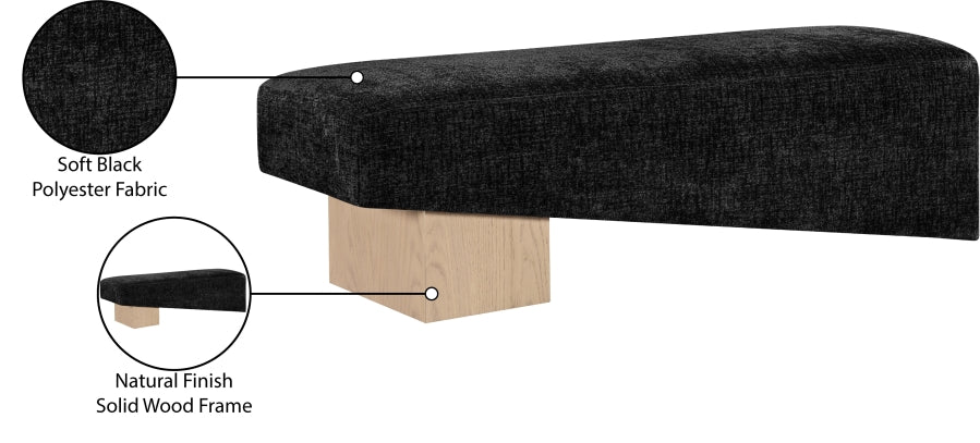 Meridian Furniture - Alora Fabric Upholstered Bench - 22057Black - GreatFurnitureDeal