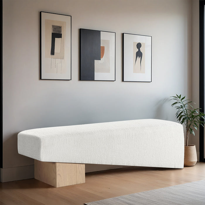 Meridian Furniture - Alora Fabric Upholstered Bench - 22057Cream - GreatFurnitureDeal