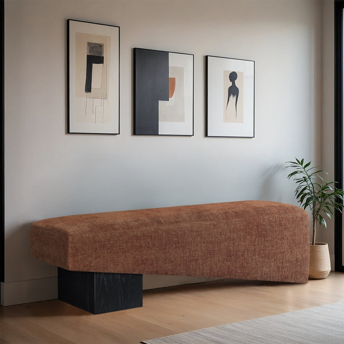 Meridian Furniture - Alora Fabric Upholstered Bench - 22058Cognac - GreatFurnitureDeal