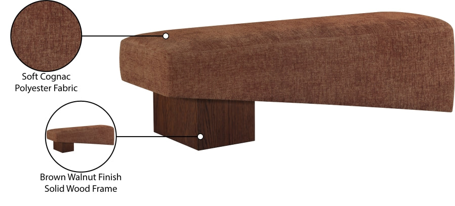 Meridian Furniture - Alora Fabric Upholstered Bench - 22059Cognac - GreatFurnitureDeal