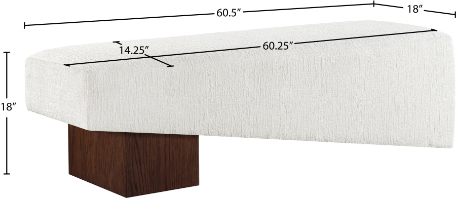 Meridian Furniture - Alora Fabric Upholstered Bench - 22059Cream - GreatFurnitureDeal