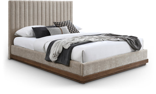 Meridian Furniture - Emmet Chenille Fabric Upholstered Queen Bed - B1245Beige-Q - GreatFurnitureDeal