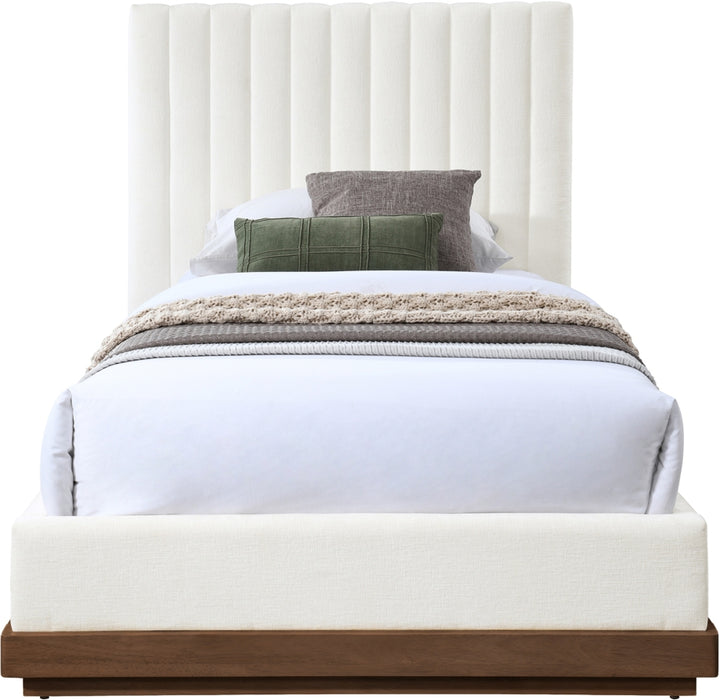 Meridian Furniture - Emmet Chenille Fabric Upholstered Twin Bed - B1245Cream-T - GreatFurnitureDeal