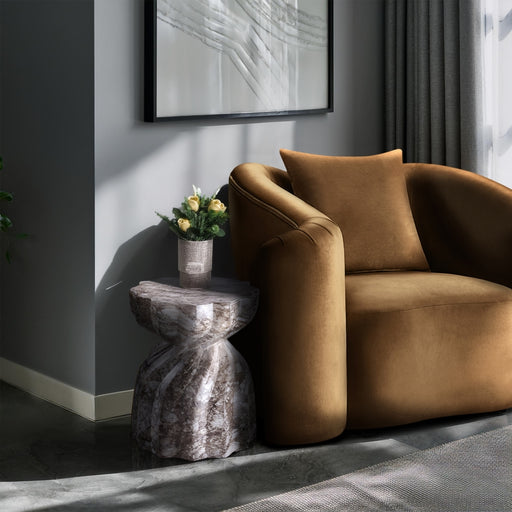 Meridian Furniture - Caserta Marble Finish Indoor/Outdoor Concrete End Table - 99048Brown-ET - GreatFurnitureDeal