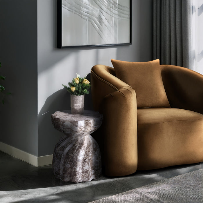 Meridian Furniture - Caserta Marble Finish Indoor/Outdoor Concrete End Table - 99048Brown-ET - GreatFurnitureDeal