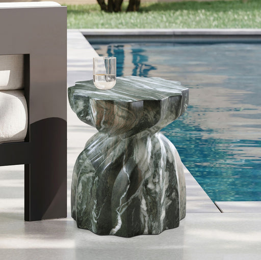 Meridian Furniture - Caserta Marble Finish Indoor/Outdoor Concrete End Table - 99048Green-ET - GreatFurnitureDeal