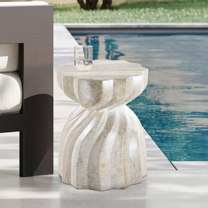 Meridian Furniture - Caserta Travertine Finish Indoor/Outdoor Concrete End Table - 99048Travertine-ET - GreatFurnitureDeal