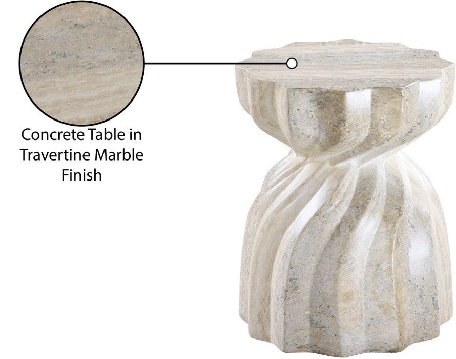 Meridian Furniture - Caserta Travertine Finish Indoor/Outdoor Concrete End Table - 99048Travertine-ET - GreatFurnitureDeal