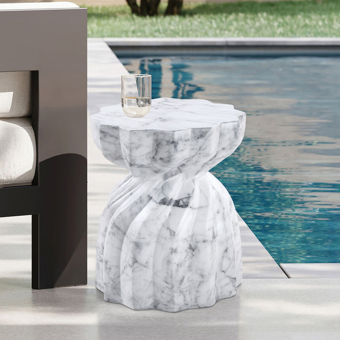 Meridian Furniture - Caserta Marble Finish Indoor/Outdoor Concrete End Table - 99048White-ET - GreatFurnitureDeal