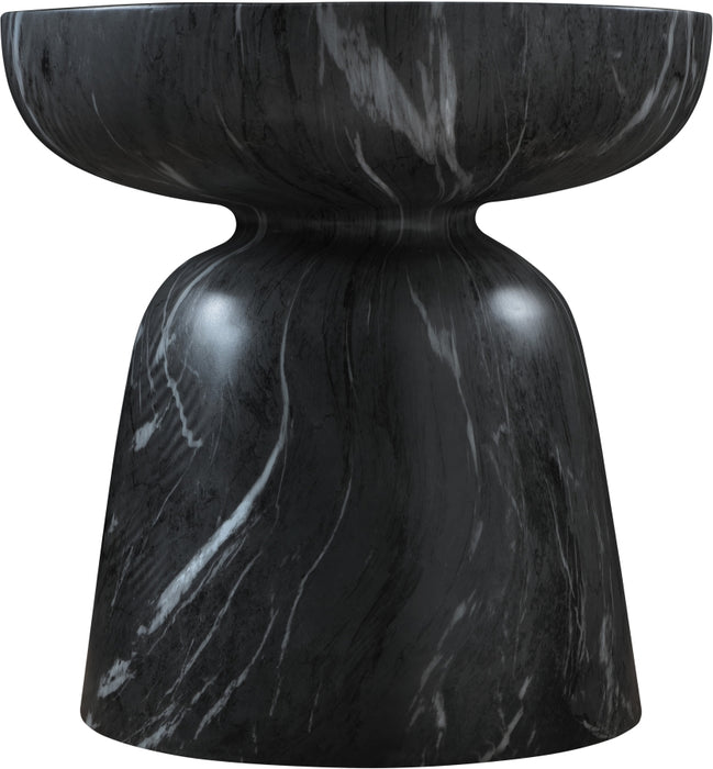Meridian Furniture - Avellino Marble Finish Indoor/Outdoor Concrete End Table - 99052Black-ET - GreatFurnitureDeal
