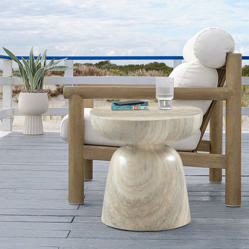 Meridian Furniture - Avellino Travertine Finish Indoor/Outdoor Concrete End Table - 99052Travertine-ET - GreatFurnitureDeal