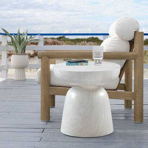 Meridian Furniture - Avellino Marble Finish Indoor/Outdoor Concrete End Table - 99052White-ET - GreatFurnitureDeal