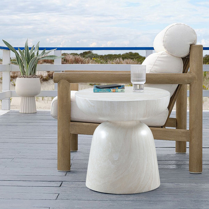 Meridian Furniture - Avellino Marble Finish Indoor/Outdoor Concrete End Table - 99052White-ET - GreatFurnitureDeal