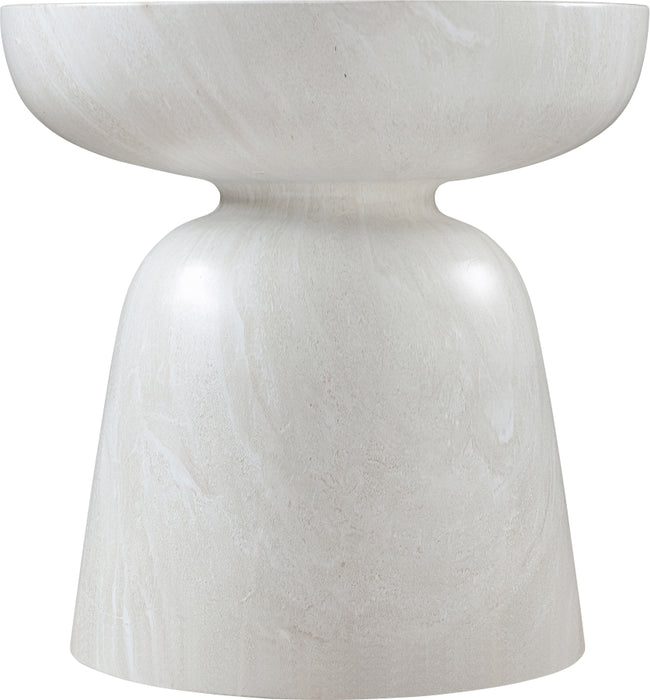 Meridian Furniture - Avellino Marble Finish Indoor/Outdoor Concrete End Table - 99052White-ET - GreatFurnitureDeal