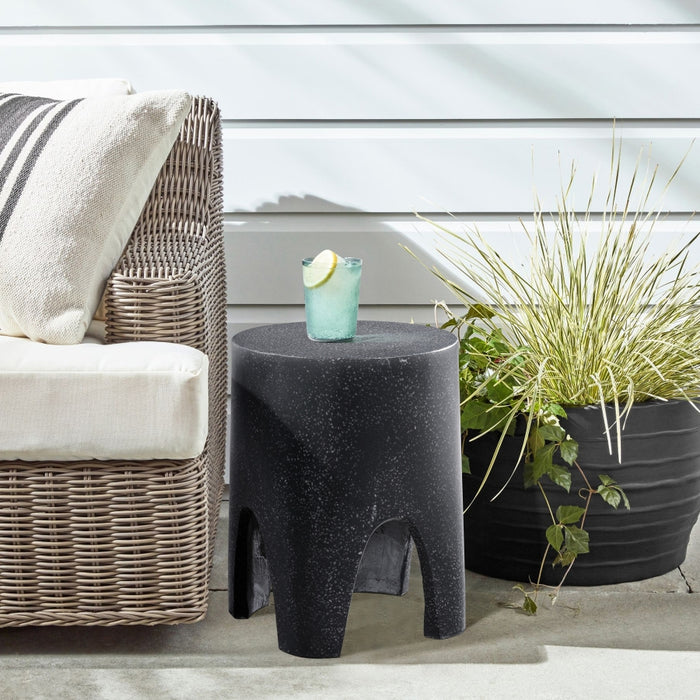 Meridian Furniture - Foligno Marble Finish Indoor/Outdoor Concrete End Table - 99054Black-ET - GreatFurnitureDeal