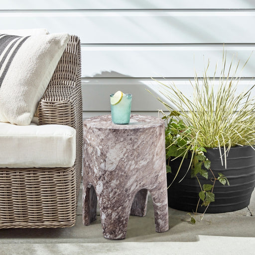 Meridian Furniture - Foligno Marble Finish Indoor/Outdoor Concrete End Table - 99054Brown-ET - GreatFurnitureDeal