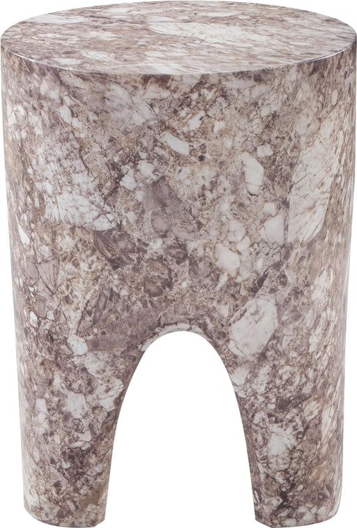 Meridian Furniture - Foligno Marble Finish Indoor/Outdoor Concrete End Table - 99054Brown-ET - GreatFurnitureDeal