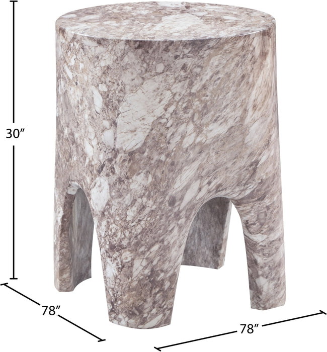 Meridian Furniture - Foligno Marble Finish Indoor/Outdoor Concrete End Table - 99054Brown-ET - GreatFurnitureDeal