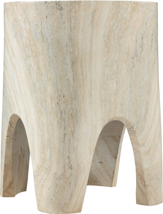 Meridian Furniture - Foligno Marble Finish Indoor/Outdoor Concrete End Table - 99054Travertine-ET - GreatFurnitureDeal