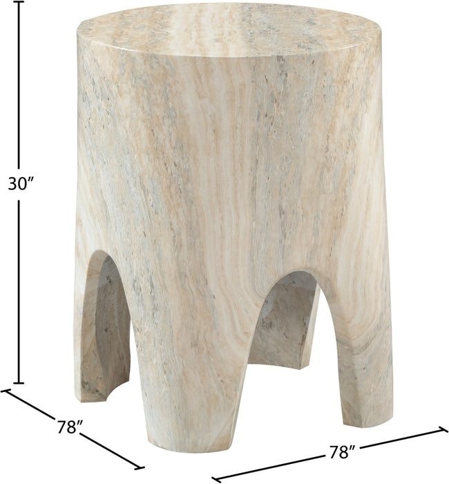 Meridian Furniture - Foligno Marble Finish Indoor/Outdoor Concrete End Table - 99054Travertine-ET - GreatFurnitureDeal