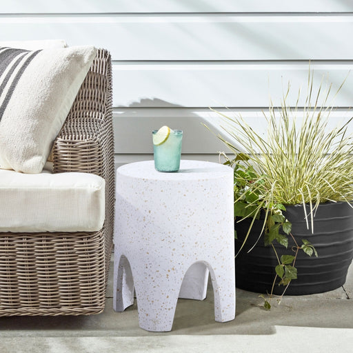 Meridian Furniture - Foligno Marble Finish Indoor/Outdoor Concrete End Table - 99054White-ET - GreatFurnitureDeal