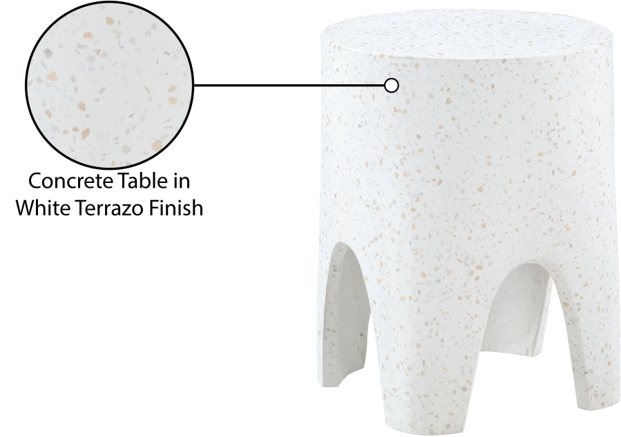Meridian Furniture - Foligno Marble Finish Indoor/Outdoor Concrete End Table - 99054White-ET - GreatFurnitureDeal