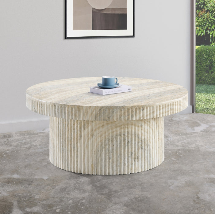 Meridian Furniture - Legatto Travertine Finish Indoor/Outdoor Concrete Coffee Table - 99061Travertine-CT - GreatFurnitureDeal