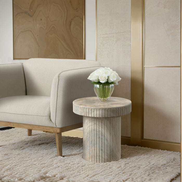 Meridian Furniture - Legatto Travertine Finish Indoor/Outdoor Concrete End Table - 99061Travertine-ET - GreatFurnitureDeal