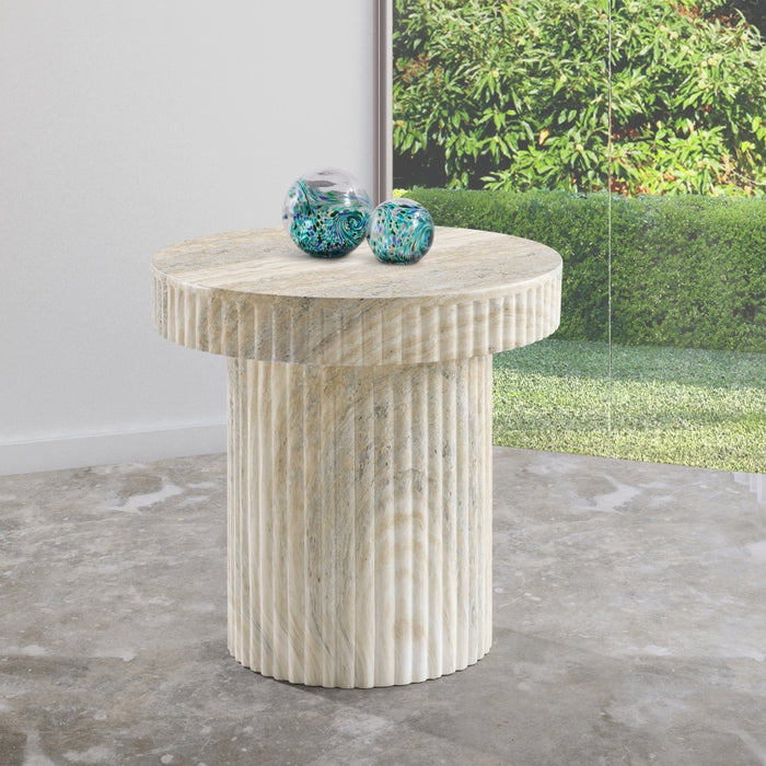 Meridian Furniture - Legatto Travertine Finish Indoor/Outdoor Concrete End Table - 99061Travertine-ET - GreatFurnitureDeal