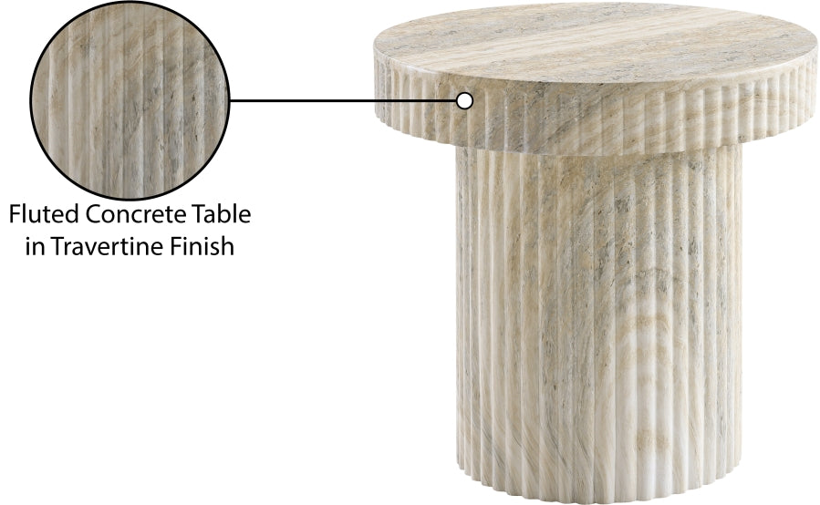 Meridian Furniture - Legatto Travertine Finish Indoor/Outdoor Concrete End Table - 99061Travertine-ET - GreatFurnitureDeal