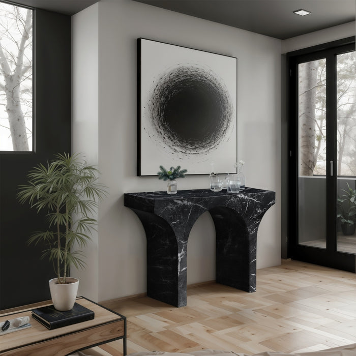 Meridian Furniture - Pomezia Marble Finish Concrete Console Table - 99073Black-T - GreatFurnitureDeal