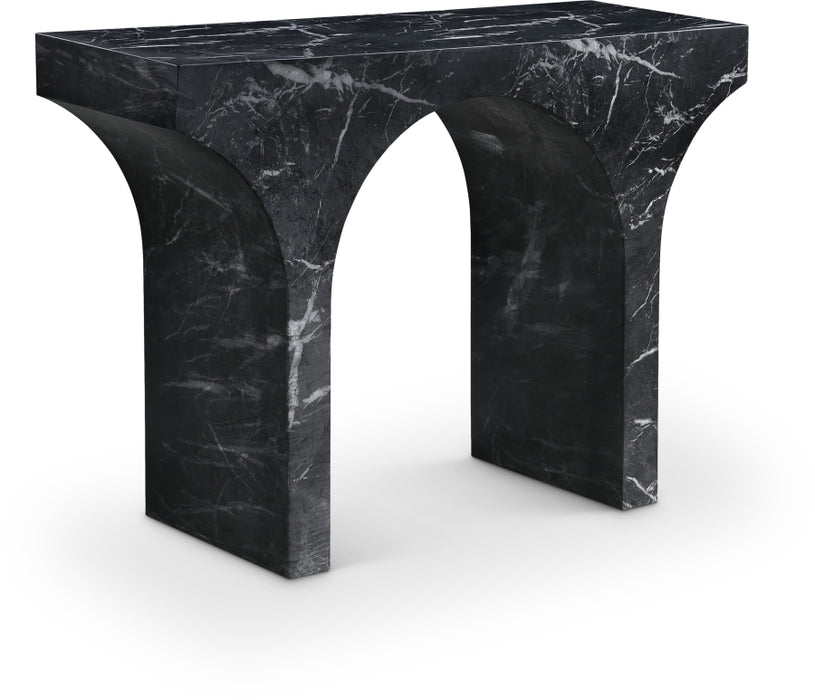 Meridian Furniture - Pomezia Marble Finish Concrete Console Table - 99073Black-T - GreatFurnitureDeal