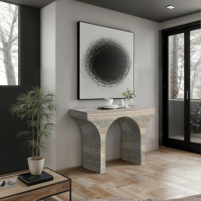 Meridian Furniture - Pomezia Travertine Finish Concrete Console Table - 99073Travertine-T - GreatFurnitureDeal