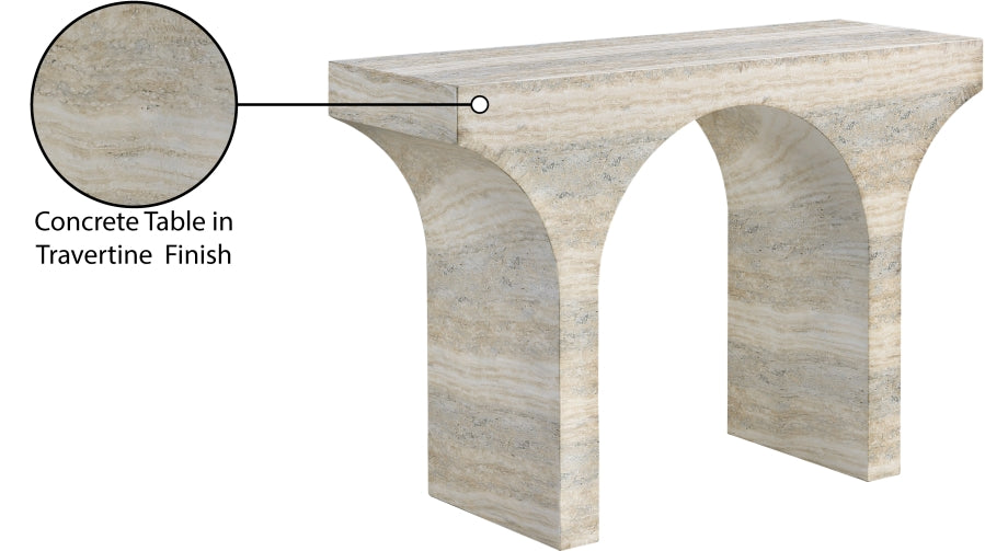 Meridian Furniture - Pomezia Travertine Finish Concrete Console Table - 99073Travertine-T - GreatFurnitureDeal