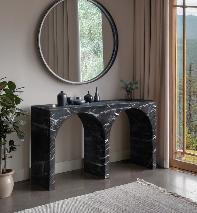 Meridian Furniture - Faenza Marble Finish Concrete Console Table - 99074Black-T - GreatFurnitureDeal