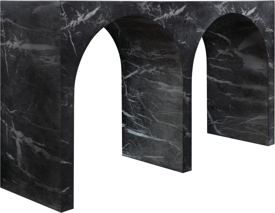 Meridian Furniture - Faenza Marble Finish Concrete Console Table - 99074Black-T - GreatFurnitureDeal