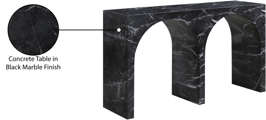 Meridian Furniture - Faenza Marble Finish Concrete Console Table - 99074Black-T - GreatFurnitureDeal