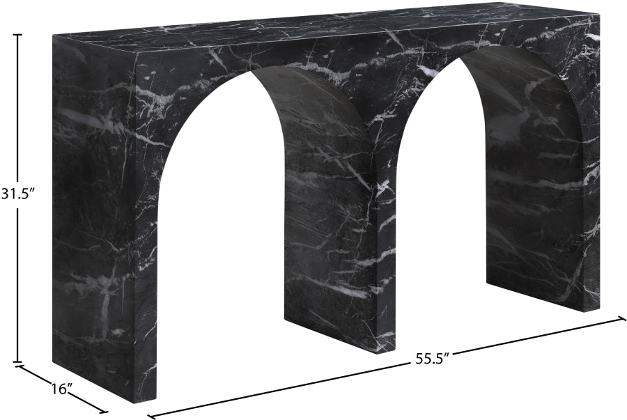 Meridian Furniture - Faenza Marble Finish Concrete Console Table - 99074Black-T - GreatFurnitureDeal