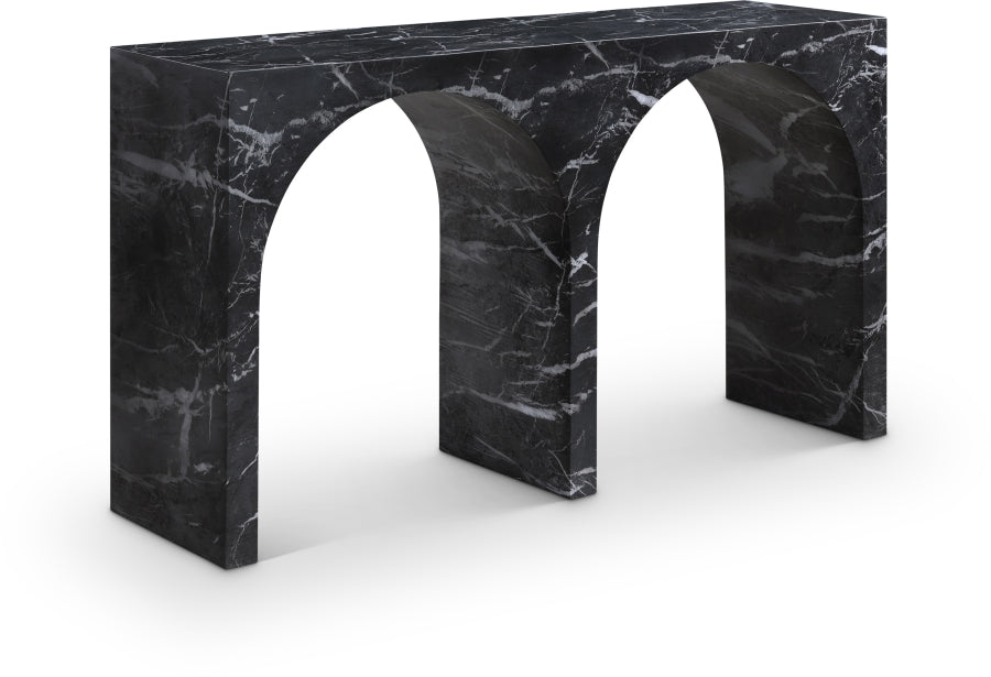 Meridian Furniture - Faenza Marble Finish Concrete Console Table - 99074Black-T - GreatFurnitureDeal