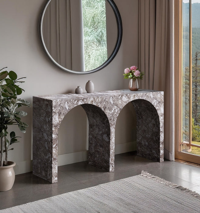 Meridian Furniture - Faenza Marble Finish Concrete Console Table - 99074Brown-T - GreatFurnitureDeal