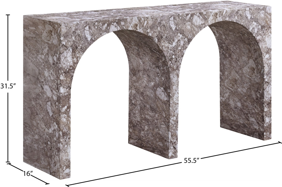 Meridian Furniture - Faenza Marble Finish Concrete Console Table - 99074Brown-T - GreatFurnitureDeal