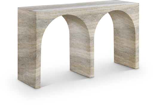 Meridian Furniture - Faenza Travertine Finish Concrete Console Table - 99074Travertine-T - GreatFurnitureDeal