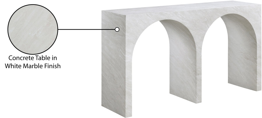 Meridian Furniture - Faenza Marble Finish Concrete Console Table - 99074White-T - GreatFurnitureDeal
