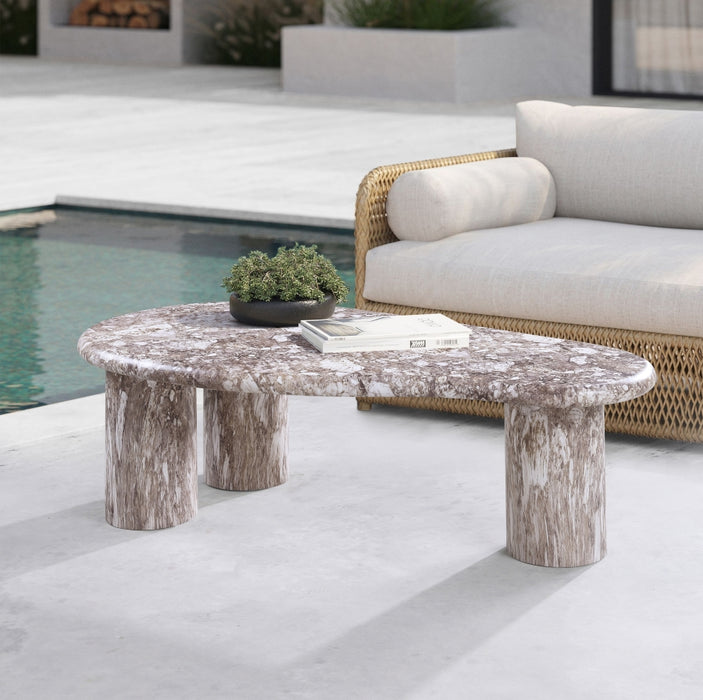 Meridian Furniture - Sassari Marble Finish Indoor/Outdoor Concrete Coffee Table - 99095Brown-CT - GreatFurnitureDeal