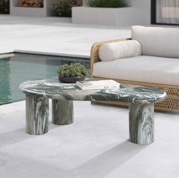 Meridian Furniture - Sassari Marble Finish Indoor/Outdoor Concrete Coffee Table - 99095Green-CT - GreatFurnitureDeal