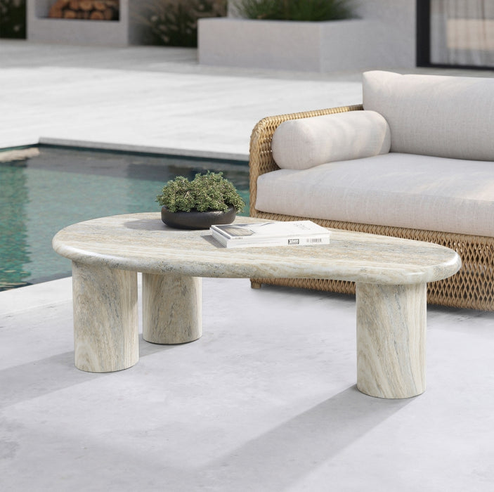 Meridian Furniture - Sassari Travertine Finish Indoor/Outdoor Concrete Coffee Table - 99095Travertine-CT - GreatFurnitureDeal