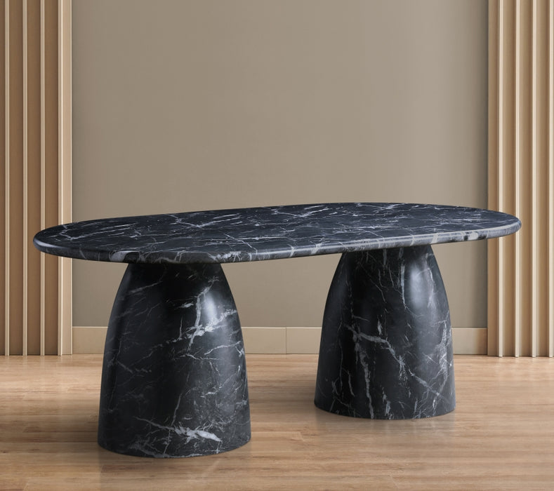 Meridian Furniture - Cosenza 78" Marble Finish Indoor/Outdoor Concrete Dining Table - 702Black-T - GreatFurnitureDeal