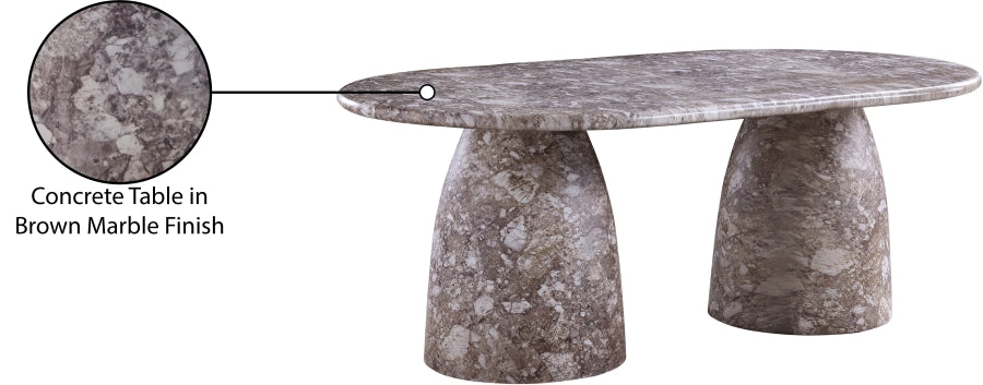 Meridian Furniture - Cosenza 78" Marble Finish Indoor/Outdoor Concrete Dining Table - 702Brown-T - GreatFurnitureDeal